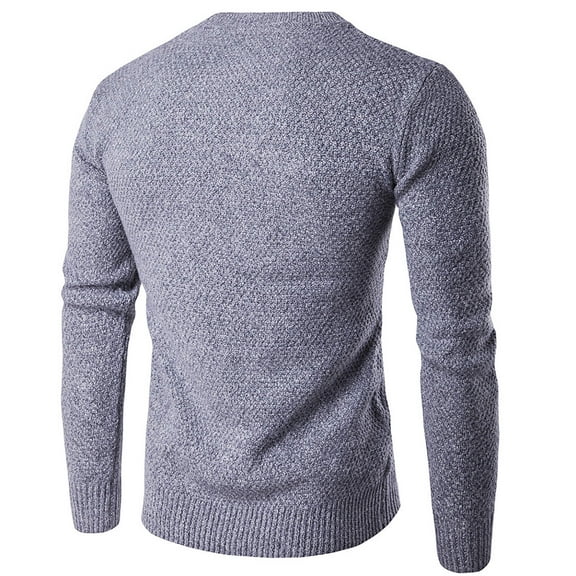 Fesfesfes Fall Sweater for Men Round Neck Sweater Solid Color Thick Line Thick Warm Sweater Sale or Clearance