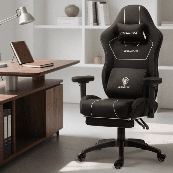 GOOSEA Ergonomic Gaming Chair - Massage Lumbar Support, Pocket Spring Cushion, Reclining Office Chair for Adults, Black