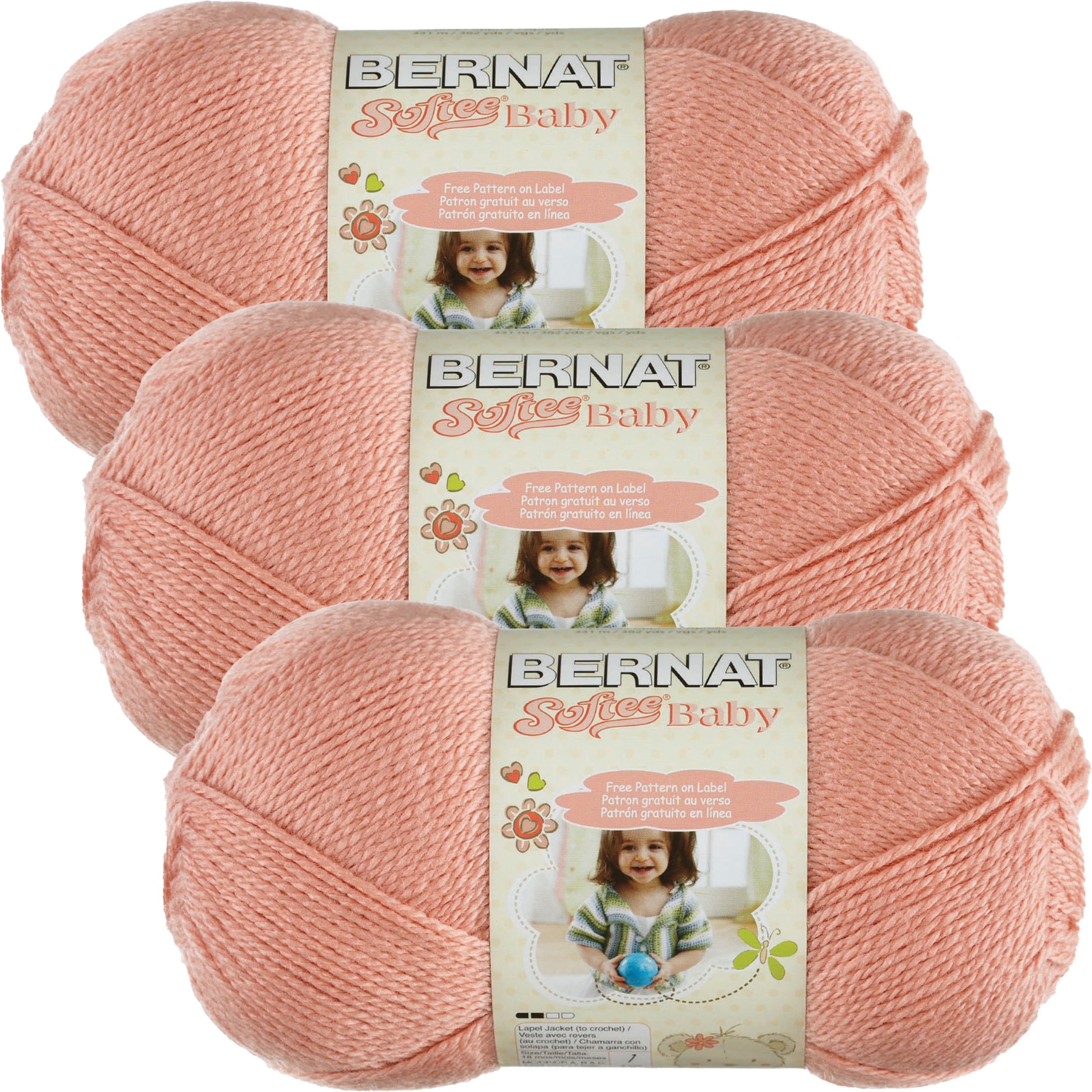 Bernat Softee Baby Yarn SolidsSoft Peach, Multipack Of 3