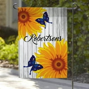 Custom Butterflies and Sunflowers Garden Flag, 18" x 12"