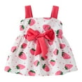 thumbnail image 2 of Odeerbi 1-4Y Toddler Girls Cute Princess Dresses Cotton Dress Kids Summer Cute Floral Print Slip Dress Bowknot Dress Baby Clothes Hot Pink, 2 of 7