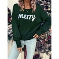 thumbnail image 4 of MIPREWUY Women Christmas Cute Sweaters Casual Letter Embroidery Comfy Warm Long Sleeve Pullover Basic Knitwear for Streetwear, 4 of 8