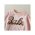 thumbnail image 4 of Qiylii Baby Girl Romper, Round Neck Long Sleeve Leopard-Letter Print Jumpsuit Bodysuit, 4 of 9