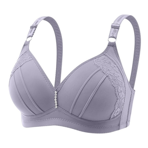 Womens Full Support Bras, Womens Seamless Bras No Underwire Push Up V Neck Wireless Bralettes with Soft Support Full Coverage Floral Lace Bra S-3XL