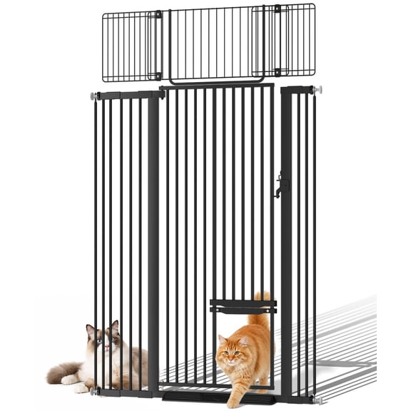 Cat Gate,Domipet 71"Extra Tall Dog Gate, 43''Wide Pet Gate Pressure Mounted, Safety Gate for Pets,Black