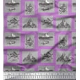thumbnail image 1 of Soimoi Purple Cotton Jersey Fabric Boat & Mountain Nature Print Fabric by the Yard 58 Inch Wide, 1 of 3