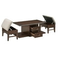 thumbnail image 3 of Merry Coffee Table with 2 Nesting Ottomans- Brown Wood- Beige, 3 of 6