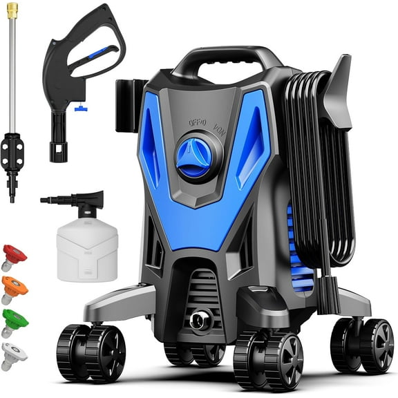LAANPOLE Electric Pressure Washer, 4200PSI 2.8GPM, Foam Cannon, 4 Nozzle Tips, 20 FT Hose, 35FT Power Cord, Power Washer with Anti-Tipping Technology for Cars, Garden