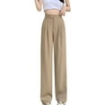 thumbnail image 2 of B91xZ Pantalons pour Femmes Extensibles Jambes Larges Pantalons de Détente Décontractés Taille Haute, Kaki 4TG, 2 of 5