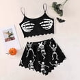thumbnail image 2 of MEZZALL Women Skeleton Print Cami Shorts Pajama Sets, Spaghetti Strap Crop Tank Tops With Bottoms, Halloween Graphic 2 Piece O-Neck Loungewear Sleepwear, 2 of 4