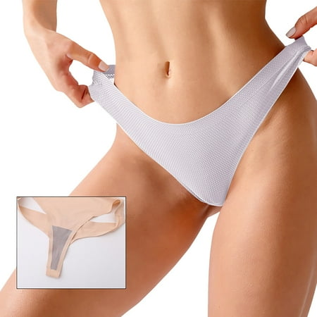 

Aayomet Womens Underwear 3 Pack Women s Solid Color Sports Casual Seamless Breathable Underwear Women s Mid Waist Thong Gray L