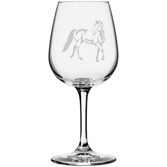 Thoroughbred Body Horse Themed Etched All Purpose 12.75oz Libbey Wine Glass