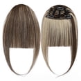 thumbnail image 2 of SEGO Clip in Hair Bangs 100% Human Hair Extensions Reddish Brown Clip on Hair Fringe with Natural Flat Neat Bangs with Temples for Women One Piece Hairpiece, 2 of 8