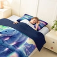 thumbnail image 4 of Castle Fairy Wildlife Aurora Polar Bear Twin Comforter Sets 2pcs for Teens,Icy Lake Snow Mountain Bedding Set,Mint Purple White,Navy Blue Reversible,1 Comforter and 1 Pillowcase, 4 of 6
