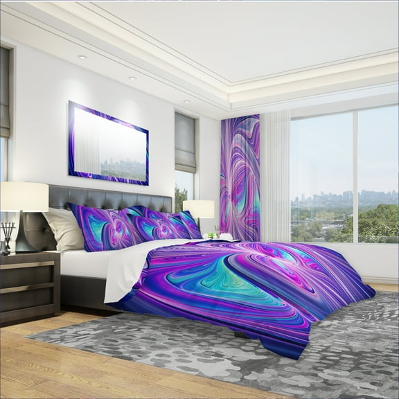 Designart 'Purple and Blue Wonder' Modern & Contemporary Duvet Cover Set
