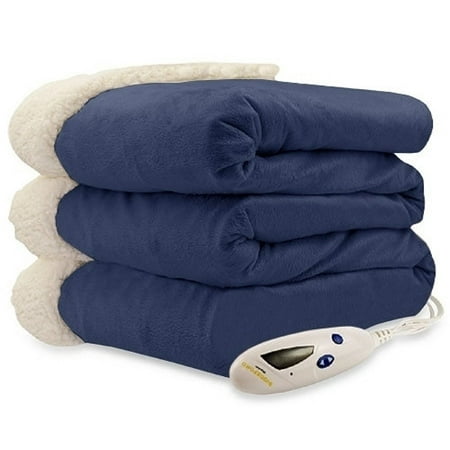Biddeford Luxuriously Soft Electric Heated Micro Mink and Sherpa Throw Blanket,