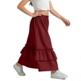 thumbnail image 6 of OGLCCG Maxi Skirts for Girls Casual Elastic High Waisted Ruffled Long Skirt Summer Boho A Line Flowy Swing Tiered Skirts with Pockets, 6 of 6