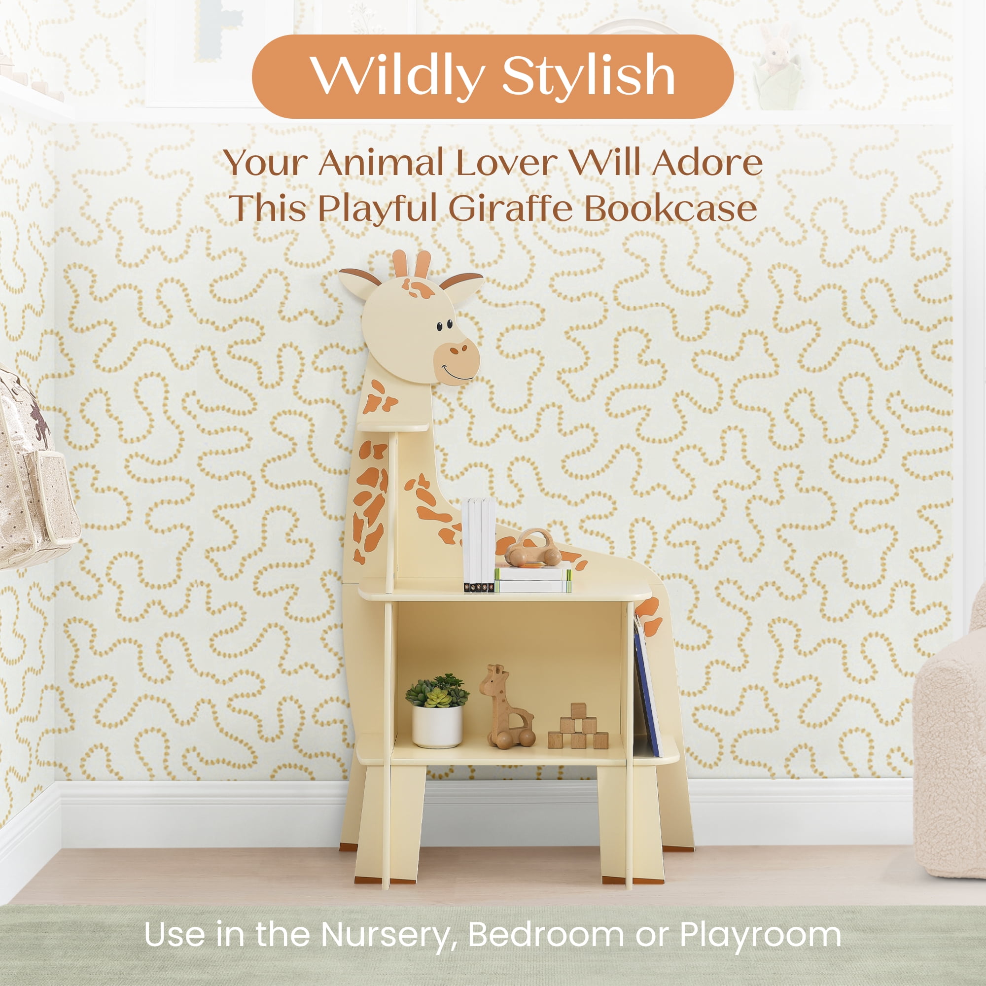 Delta Children Giraffe Bookcase - Greenguard Gold Certified, Yellow