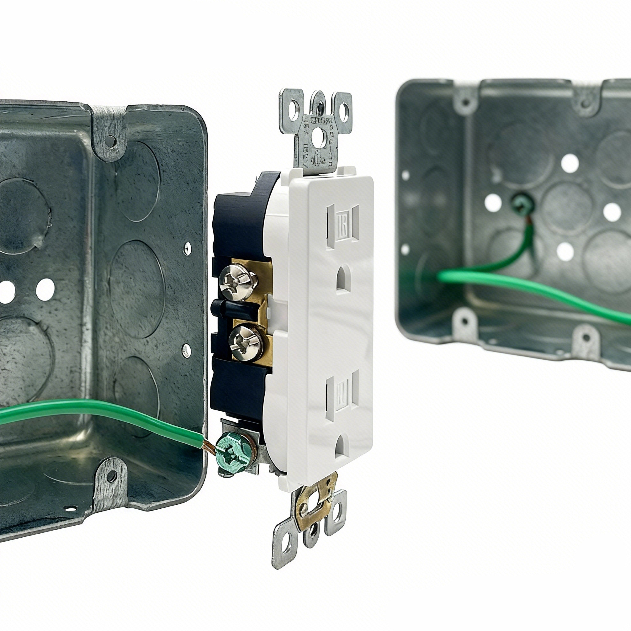 25pcs 8.5 Inches Ground Wires 12 AWG Solid Copper Ground Pigtails with Green Screws for Electrical Connecting