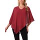 thumbnail image 1 of INSPIRAR CHIC Blusa Flowy para Mujeres con Cuello en V de Chiffon Ligero Camisas Elegantes Asimétricas de Doble Capa Top de Otoño M Rojo Vino, 1 of 6