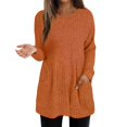 thumbnail image 2 of Long Chandail pour Femmes 2025 Manches Longues Col Rond Tricoté Côtelé avec Poches Tenues Automne Hiver, 2 of 5