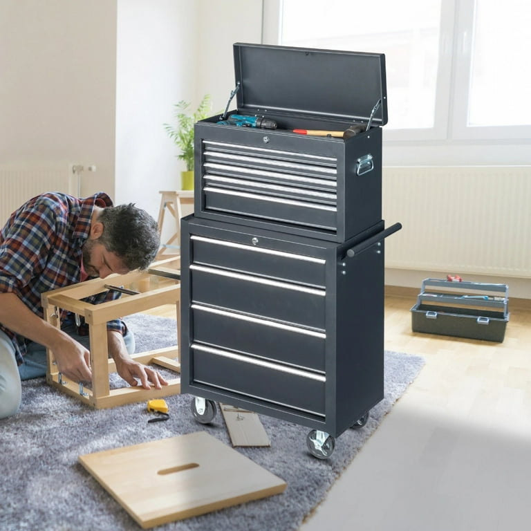 Tcbosik Combined Metal Tool Chest, 9 Drawers Rolling Tool