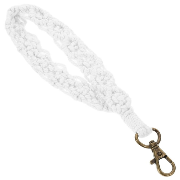 LOLIPPYY Stylish White Braided Key Wristlet with Lobster Clasp for Keys and Bag Accessory