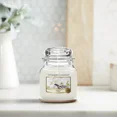 thumbnail image 2 of Yankee Candle Vanilla Small Jar Candle with a Metal Vines Jar Candle Shade/Topper, 2 of 4