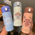 thumbnail image 2 of 380ML Stainless Steel Thermos Vacuum Flask Cute Cartoon Thermal Water Bottle for Girls Insulated Straw Cups Tumbler Drinkware (Brown,380ml), 2 of 7