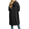 thumbnail image 4 of QIYAGBSA Hoodies for Women Long Zip Up Hooded Sweatshirt Side Slits with Pockets Casual Fall (Black, S), 4 of 6