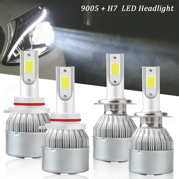 For BMW X5 2002 2003 2004 Combo 6000K LED Headlight High Low Beam Bulbs