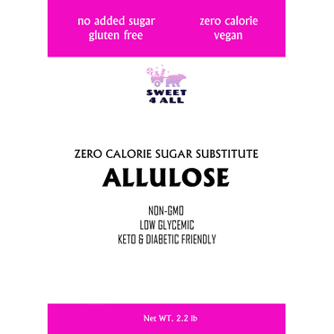 Sweet 4 All Pure Allulose Sweetener, Zero Calorie Sugar Alternative, Non-GMO, Vegan, No After Taste 35.2oz (2.2 lbs) Great for Baking and Cooking