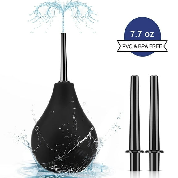 Enema Bulb,Anti Back-Flow Reusable,Anal Douche for Men Women Large Capacity,Anal Cleaner with 3 Fine-Tip Nozzle 225ML