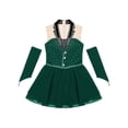 thumbnail image 5 of Zaldita Kids Girls Sparkle Figure Ice Skating Dance Dress Ballet Leotard Dress and Gloves Lyrical Jazz Modern Dancewear Dark Green 12, 5 of 7