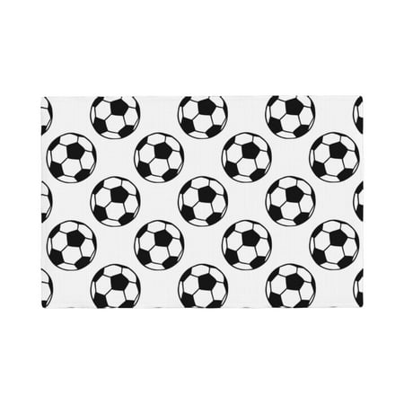 

Placemats Set of 6 Soccer football balls white cool Place mats for Dining Table Indoor/Outdoor Cute Heat Resistant Washable Table Mats(18 x 12 )