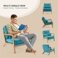 thumbnail image 6 of Ktaxon Accent Chair Chenille Upholstered Armchair, Reading Club Chair with Pillow and Solid Wood Frame for Living Room Bedroom Furniture Blue-Green, 6 of 10