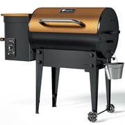KingChii PID 3.0 Wood Pellet Smoker & Grill BBQ with Folding Legs, 456 sq. in Cooking Area, Auto Temperature Control for Outdoor Patio RV, Yellow-Brown
