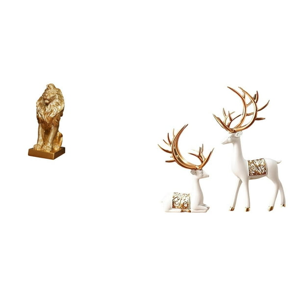 Figura de león,Estante con estatua de león para escritorio,oficina,decoración del hogar,Estatua de escultura de ciervo,Estatua de ciervo,adorno de mesa,decoración del hogar,Colecciones de