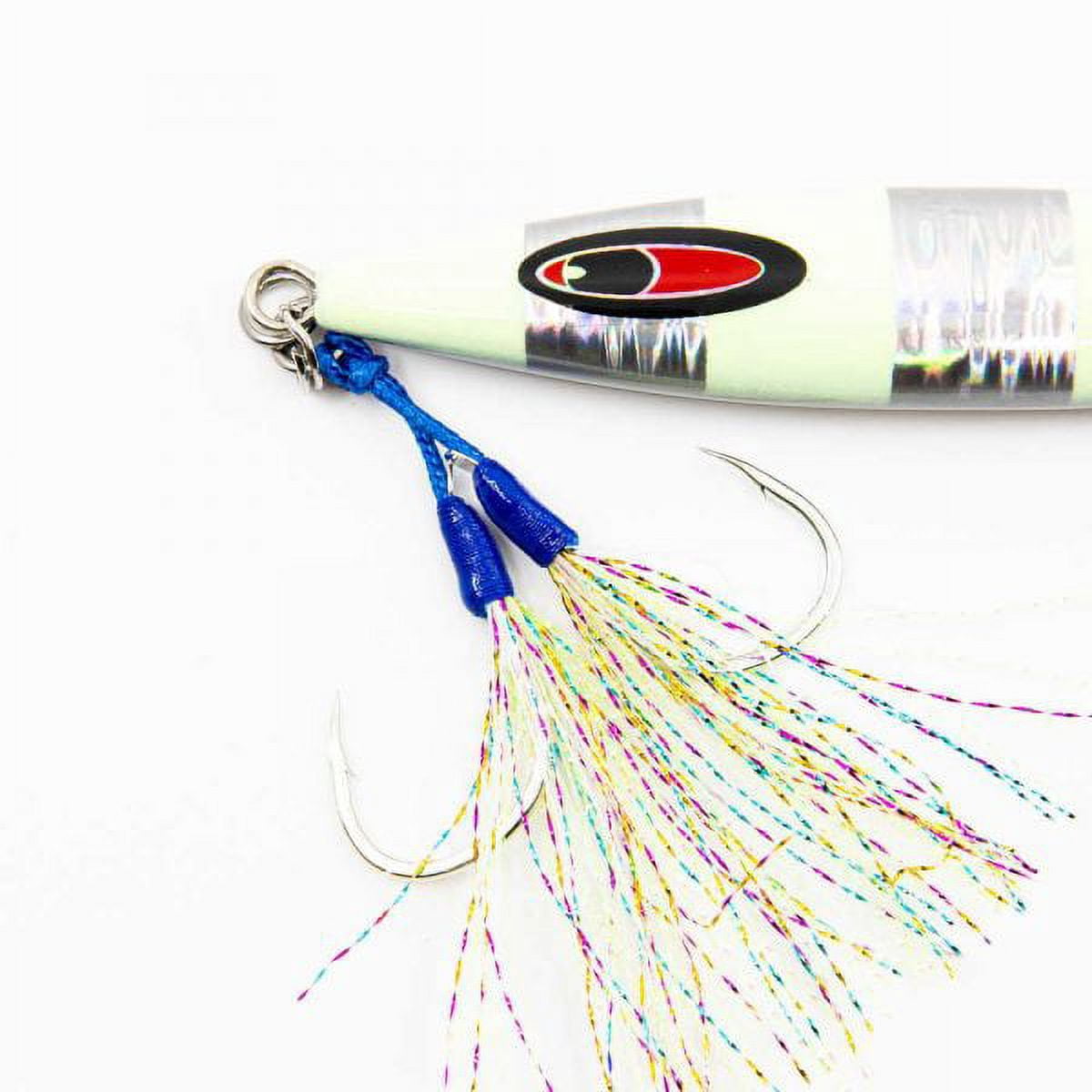 Jigs R Us Sardine Slow Pitch Jig Silver Glow 250g Rigged with Top and Bottom Dual Assist Hooks
