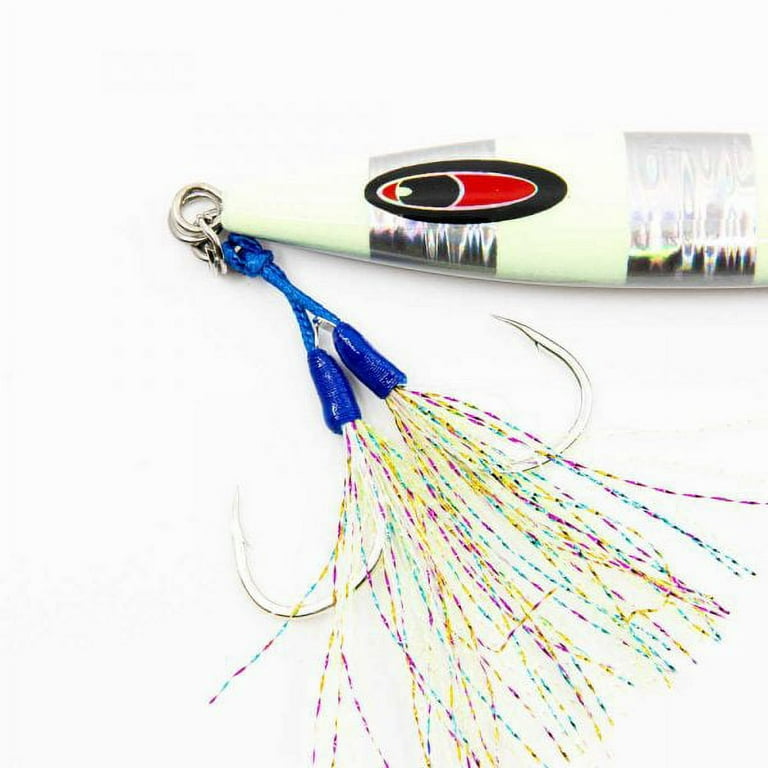 Jigs R Us Sardine Slow Pitch Jig Silver Glow 250g Rigged with Top and  Bottom Dual Assist Hooks