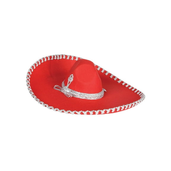 Adult Mexican Charro Hat Velvet Red/Silver 602319