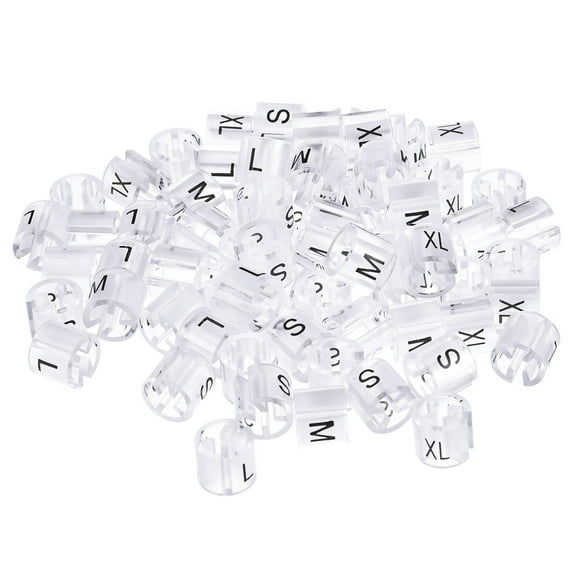 Uxcell Clothes Hanger Marker 4 Size Fit 3.5mm Rod for Garment Color Coding Clear 100 Pack