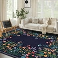 thumbnail image 2 of Washable 8x10 Area Rugs, Large Living Room Rug, Non-Slip Soft Floral Rugs for Bedroom, Botanical Area Rug Carpet for Dining Room Guest Room (Blue,8'x10'), 2 of 7