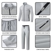 Muvtei Mens Tracksuits 2 Pieces Set Long Sleeve Causal Full Zip Hiking Jogging Gym Sports Sweatsuit for Men 2 Piece Outfits Darkgrey-L