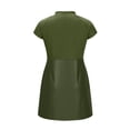 thumbnail image 5 of QUNYINEY Women Dresses Colorblock Midi Short Sleeve Suede A Line Dress V Neck Flowy Casual Loose Fit Green Dresses, 5 of 7