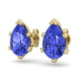 thumbnail image 5 of SuperJeweler 2 1/2 Carat Pear Shape Tanzanite Stud Earrings in 14K Yellow Gold Over Sterling Silver for Women, 5 of 6