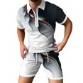 thumbnail image 2 of Vedolay Short Set For Men Casual Summer Men's Casual 2 Piece Outfits- Tracksuit Summer Short Sportswear Workout Set,White XL, 2 of 4