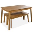 thumbnail image 2 of 3 Piece Dining Table Set for 4, Picnic Table with 2 Benches, Acacia Wood Table and Chairs Sets for Patio, Porch, Garden, Poolside, Oak, 2 of 5
