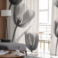 thumbnail image 4 of Vintage Tulip Sheer Curtains 72 Inches Long 2 Panels Set, Window Sheer Curtains for Living Room/Bedroom, Black Grey Beige Bloom Flower Floral Light Filtering Rod Pocket Curtain 52'' x 72'' x 2, 4 of 7