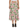 thumbnail image 4 of WTOBBY Women's Bohemian Floral Print Pocket Skirt Solid Color High Waist Maxi Skirt Casual Beach Skirt with Elastic Waist Drawstring Tiered Flowy Long Skirt,Pink XL, 4 of 4